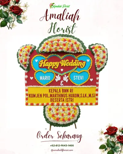 Karangan Papan Bunga Pernikahan di Sumurwelut